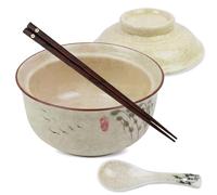 DEARBAG Juego de Cuenco de Ramen, Tazones Ramen de Cerámica de 800 ml con Tapa Palillos y Cucharas, Ramens Bowl de Cerámica, para Udon, Soba, Fideos, Ensaladas y Sopas (Sauce, 1PCS)