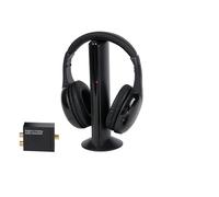 DEARBIRDER - Auriculares de TV estéreo inalámbricos, monitor Hi-FI profesional para adultos y personas mayores con radio FM - 5 en 1 con decodificador digital para televisión digital, negro