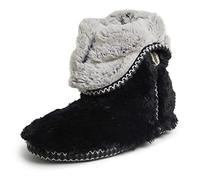 Dearfoams Beth Furry Foldover Boot, Pantuflas Mujer, Negro, X-Large