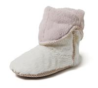 Dearfoams Beth Furry - Pantuflas plegables para mujer, Muselina blanca, 7-8
