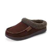 Dearfoams Brendan Zuecos para hombre para interior y exterior, transpirables, espuma viscoelástica ancha, pantuflas anchas, café, Medium