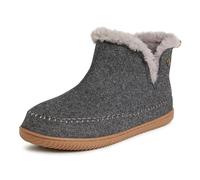 Dearfoams Brixen - Botas de espuma viscoelástica para hombre, para interiores y exteriores, para camping, zapatos cómodos para casa, Gris jaspeado oscuro, 9-10