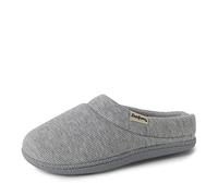 Dearfoams Darcy - Zuecos de microfibra de terciopelo con puño acolchado para mujer, Tejido gris jaspeado claro, 40/41 EU