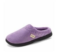 Dearfoams Darcy - Zuecos de terciopelo de microfibra con puño acolchado para mujer, Morado ahumado, Medium