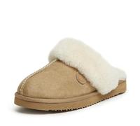 Dearfoams Fireside by Fireside Sydney Shearling Fur Indoor/Outdoor Scuff Slipper with Wide Widths, Pantuflas Mujer, Arena, 41.5 EU Ancho