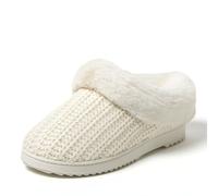 Dearfoams Hannah - Zuecos de punto de chenilla para mujer, Crema, 7-8