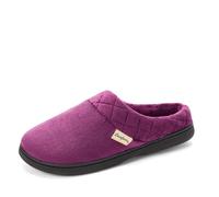 Dearfoams Indoor/Outdoor Memory Foam Darcy Microfiber Velour Clog, Wide Widths, Pantuflas Mujer, Berenjena, Large Ancho
