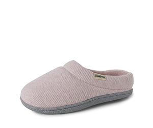 Dearfoams Indoor/Outdoor Memory Foam Darcy Microfiber Velour Clog, Wide Widths, Pantuflas Mujer, Pink Heather, Medium Ancho