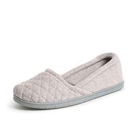 Dearfoams Katie Velour Secure-fit Closed Back Memory Foam Comfort Slip on Loafer W/Rubber Sole, Mule Mujer, aguanieve, Small