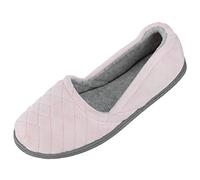 Dearfoams Katie Velour Secure-fit Closed Back Memory Foam Comfort Slip on Loafer W/Rubber Sole, Pantuflas Mujer, Rosa Fresco, Large