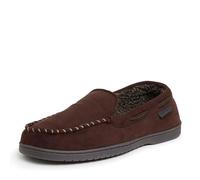 Dearfoams Keaton - Pantuflas tipo mocasín de espuma viscoelástica para hombre, para interiores y exteriores, anchas, 13-14