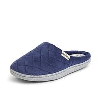 Dearfoams Leslie Clog Clog - Pantuflas de espuma viscoelástica lavables para mujer con anchos anchos, Peacoat Navy Velour, 7-8