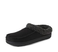 Dearfoams Mens Indoor/Outdoor Breathable Memory Foam Brendan Clog House Shoe Slipper with Wide Widths, Black Twill, 10/11 UK