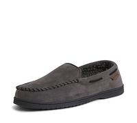 Dearfoams Men's Keaton Memory Foam Indoor Outdoor Moccasin with Wide Widths Slipper, Pavement Microsuede, 6/7 UK