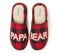 Dearfoams Pantuflas Papa Bear para hombre, a cuadros, talla L, Buffalo Plaid, 44/45 EU