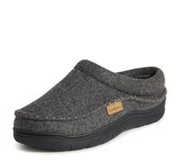 Dearfoams Thompson - Pantuflas tipo zuecos de espuma viscoelástica para hombre, Lana gris jaspeado oscuro, 42/43 EU