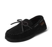 Dearfoams Regalos para Hombres, Padre, Hermano, Marido, Zapatillas de mocasín para Hombre, Zapatillas de Espuma viscoelástica Transpirable Toby para Hombre, Color Negro, 7-8, Negro, 39.5/40.5 EU