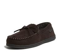 Dearfoams Mocasín de microfibra para hombre con zapatilla de corbata, Marrón (Coffee), Medium