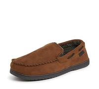 Dearfoams Mocasín de microgamuza para hombre con zapatilla Whipstitch, marrón (Castaño), Medium