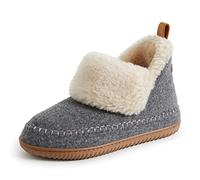 Dearfoams Moritz Pantuflas peludas tipo botín para interiores y exteriores para mujer, Gris, 5-6