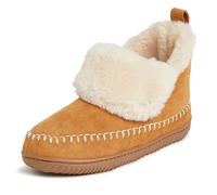 Dearfoams Moritz Pantuflas peludas tipo botín para interiores y exteriores para mujer, whisky, 7-8