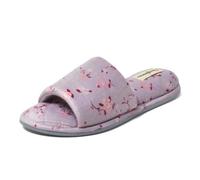 Dearfoams Pantuflas de verano para mujer, de espuma viscoelástica, para interiores, terciopelo de flores moradas, talla 7/8 de Reino Unido, Terciopelo de flores moradas, 40/41 EU