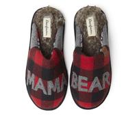 Dearfoams Pantuflas Mama Bear para mujer, Cuadros peludos, Small