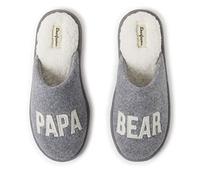 Dearfoams Pantuflas Papa Bear para hombre, Luz Heather Gris, Small