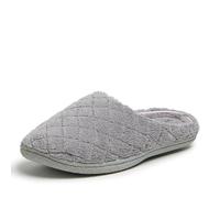 Dearfoams Pantuflas tipo zueco de felpa acolchada Leslie para mujer, gris medio, X-Large