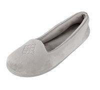 Dearfoams Rebecca - Pantuflas de terciopelo de microfibra para mujer, parte trasera cerrada con anchos anchos, peltre, 9-10, Pewter