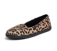 Dearfoams Rebecca - Pantuflas de terciopelo de microfibra para mujer, terciopelo de leopardo, Large