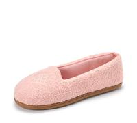 Dearfoams Rebecca - Zapatos de casa ligeros de espuma viscoelástica suave para mujer con anchos anchos, Rosado (Pink Sherpa), 9-10