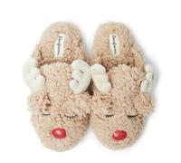 Dearfoams Shay - Pantuflas para mujer con temática navideña, color Marfil, talla Large