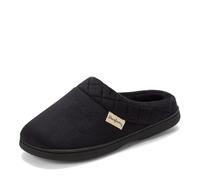 Dearfoams Women's Darcy Microfibre Velour Clog with Quilted Cuff Mule, Black, 5/6 UK