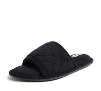 Dearfoams Women's Summer Memory Foam Indoor House Slide Slipper, Black Terry, 9/10 UK