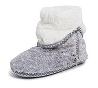 Dearfoams Zapatillas de bota plegable Beth Furry para mujer, gris, (Grey Frost), Medium