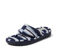 Dearfoams Zapatillas de estar por casa para mujer, ligeras, de Terry Thong Memory Foam Summer, Blue Stripe, 38/39 EU