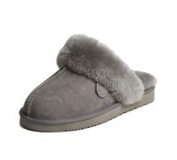 Dearfoams Zapatillas Fireside Sydney Shearling para mujeres/interiores y exteriores resistentes al agua, gris, 42 EU