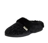 Dearfoams Zueco de chenilla de punto marled con anchuras pantuflas, negro (Negro), Large