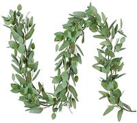 DearHouse Guirnalda de eucalipto con Semillas de 5.5 pies, Enredaderas Artificiales, Hojas de eucalipto sintético, Guirnalda de Mesa de eucalipto Artificial, Guirnalda de eucalipto Verde, telón de