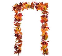 DearHouse Paquete de 2 guirnaldas de Hojas de Arce, 5.9 pies/Pieza, 7 Colores, Guirnalda de Vid Artificial para otoño, decoración de Acción de Gracias, para el hogar, Boda, Chimenea, Fiesta, Navidad