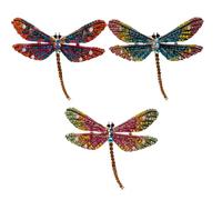 Dearmam 3 piezas Drip Color Diamond Dragonfly Corpiño Kit de perlas Vestido Broches Mujeres Broches Rosas Broche Libélula Broche Collar Concha Niña Rana Aleación, 6.2x5.5cm, Metal, No Gemstone