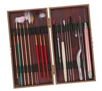 DEARMAMY 1 Juego Conjunto De Herramientas De Limpieza Del Canal Auditivo Púas De Oreja Herramientas De Limpieza De Cerumen Cucharas De Cerumen Palas Para Cerumen Rojo De Madera