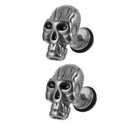 DEARMAMY 1 Par aretes con motivo de calavera Pendientes de moda El sonar pendientes halloween pendientes de halloween pendientes de mujer pendientes creativos arete de calavera Silver