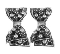 DEARMAMY 1 Par Flor Del Zapato Del Arco Corbata Patrón Clips De Zapatos De Tacón Alto Grandes Decoraciones Corbatas Estampadas Collar De Herradura Decoración Corbata Colgante Black Pedrería