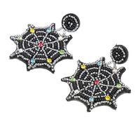 DEARMAMY 1 Par Pendientes De Tela De Araña Fosa Pila Pendientes Divertidos Semental Joyas Pendientes Delicados Tachuelas Colgado Women Pendiente Espeluznante Fondo De Microfibra Black