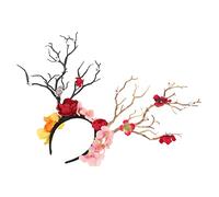 DEARMAMY 1 Pc diadema de asta grande diadema de asta de ciervo halloween disfraz de venado con diadema tocado de modelado de cuerno de ciervo diadema con forma de cuerno de ciervo tela