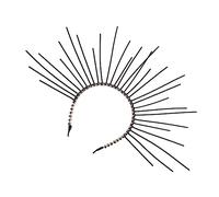 DEARMAMY 1 Pc Diadema De Halloween Accesorios Rave De Diosa Con Púas Fiesta Falda Brillante Women Diadema De Diosa Diadema De Reina Banda Dama De Honor Aro Venda Metal Black