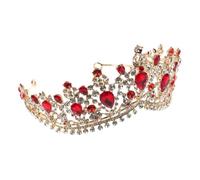 DEARMAMY 1 Pieza accesorio para el cabello sombrero de novia nupcial cristales quinceañera tiaras aro de pelo de novia diadema de aro de pelo de moda pelo de mujer rojo