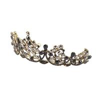 DEARMAMY 1 Pieza Crown Headdress Retro Baroque Style para Mujeres Adorno de Cumpleaños y Bodas para Fiestas y Celebraciones Negro